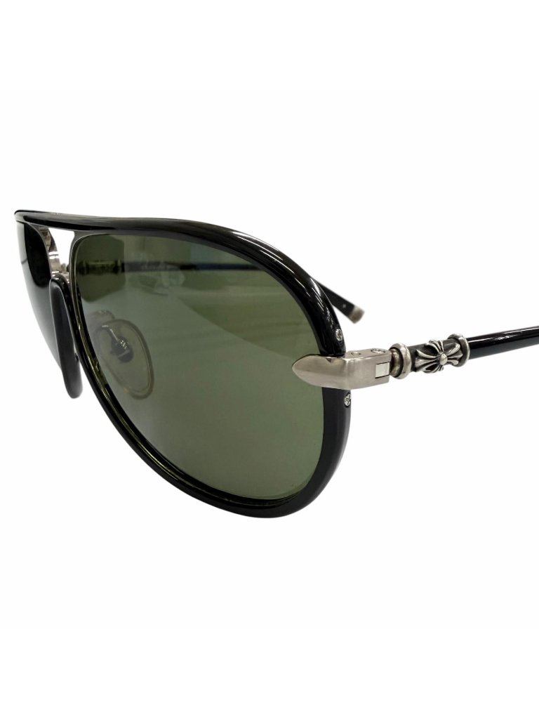 Chrome Hearts Mflaps Part 925 Acetate Teardrop Sunglasses Black Silver 63